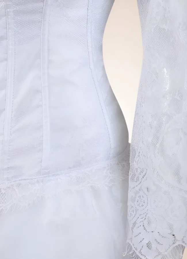 Steampunk White Long Sleeve Dress