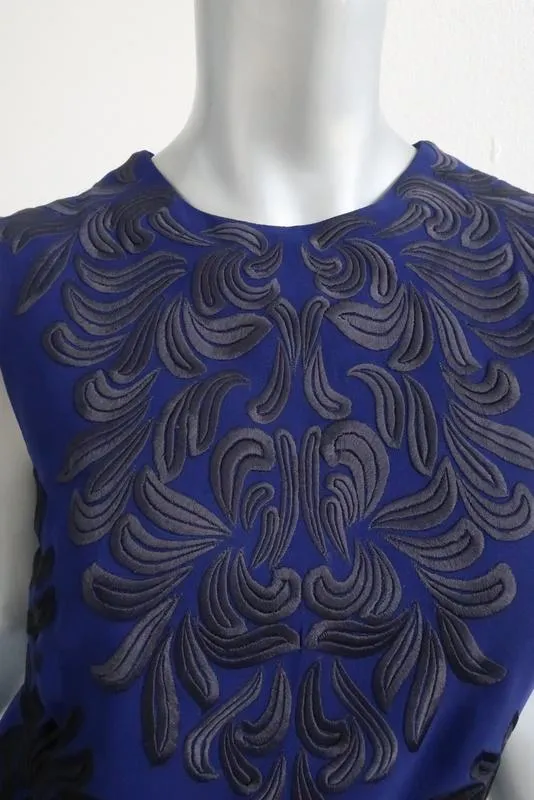 Stella McCartney Sleeveless Peplum Top Royal Blue Embroidered Crepe Size 38