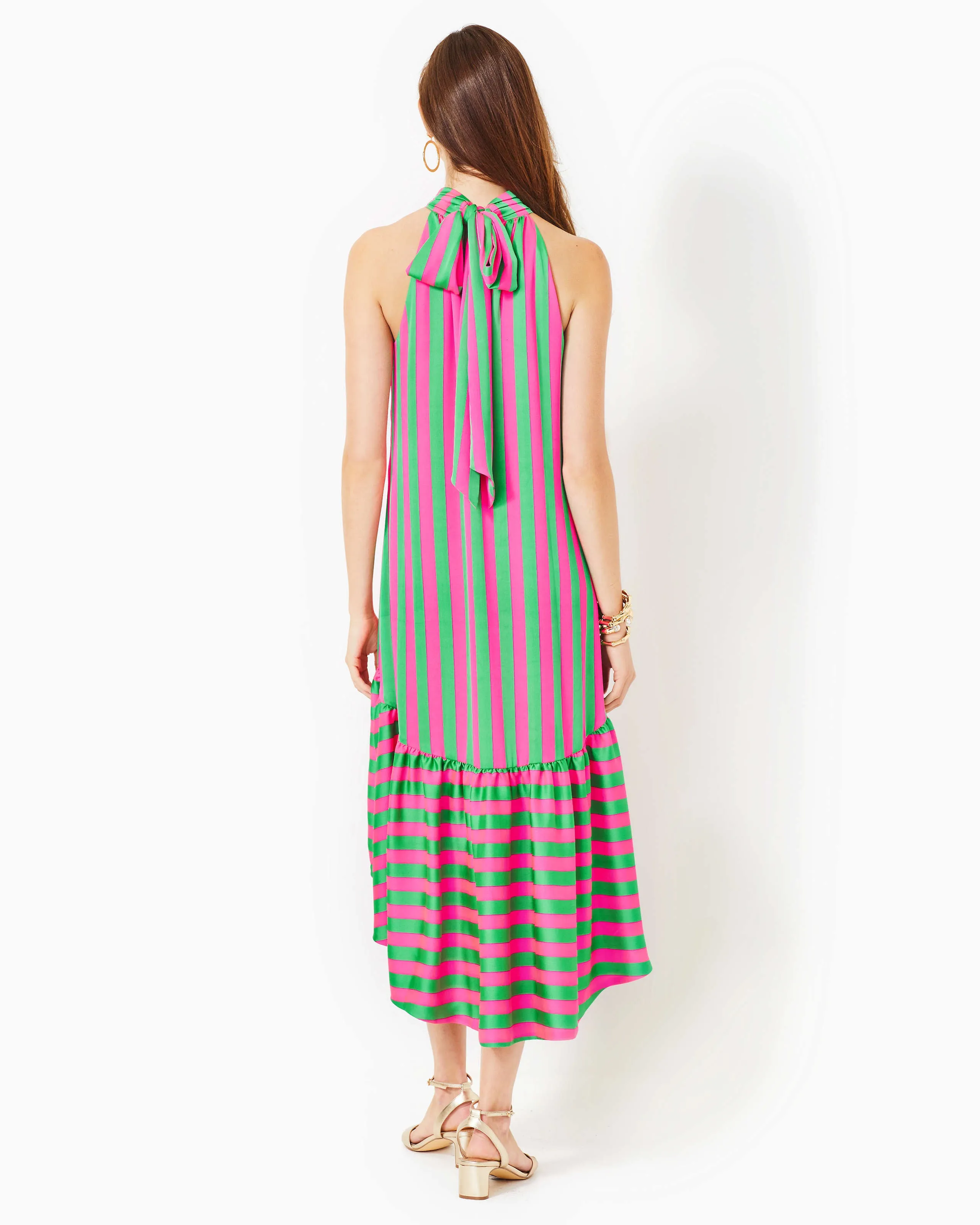Steph Hi-Low Midi Dress (Roxie Pink x Spearmint)