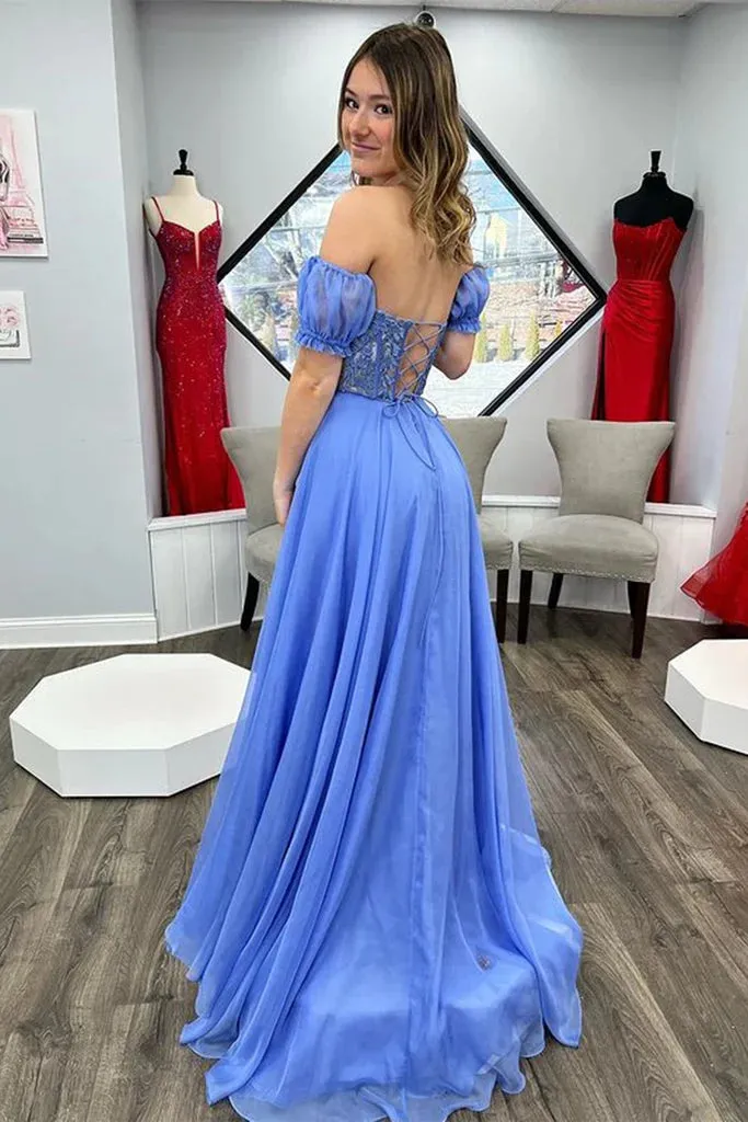 Strapless Sweetheart Neck Blue Lace Long Prom Dress, Blue Lace Formal Dress, Long Blue Evening Dress