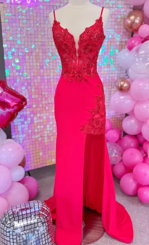 Straps Mermaid Long Prom Dresses with Lace and Beading