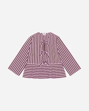 Stripe Cotton Peplum Blouse - Bonbon