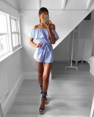 Stripe Off Shoulder Playsuit