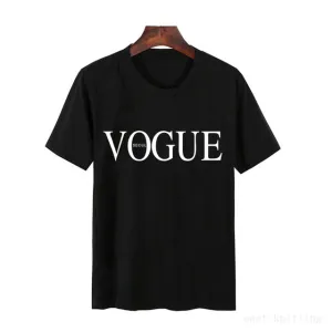 Summer Girl Short Sleeve Tops for Women VOGUE Letter Printed