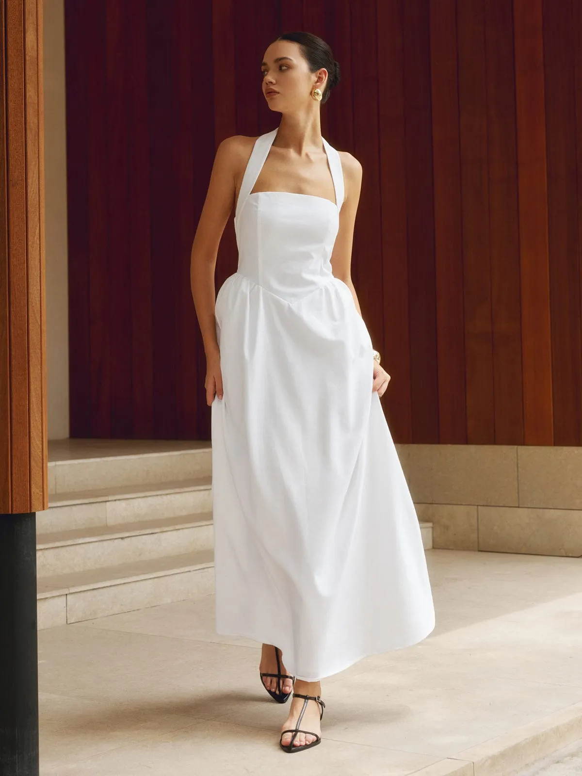 SummerBreeze™ | Women's Halter Maxi Dress | Flowing Sleeveless Design, Lightweight Fabric for Warm Weather