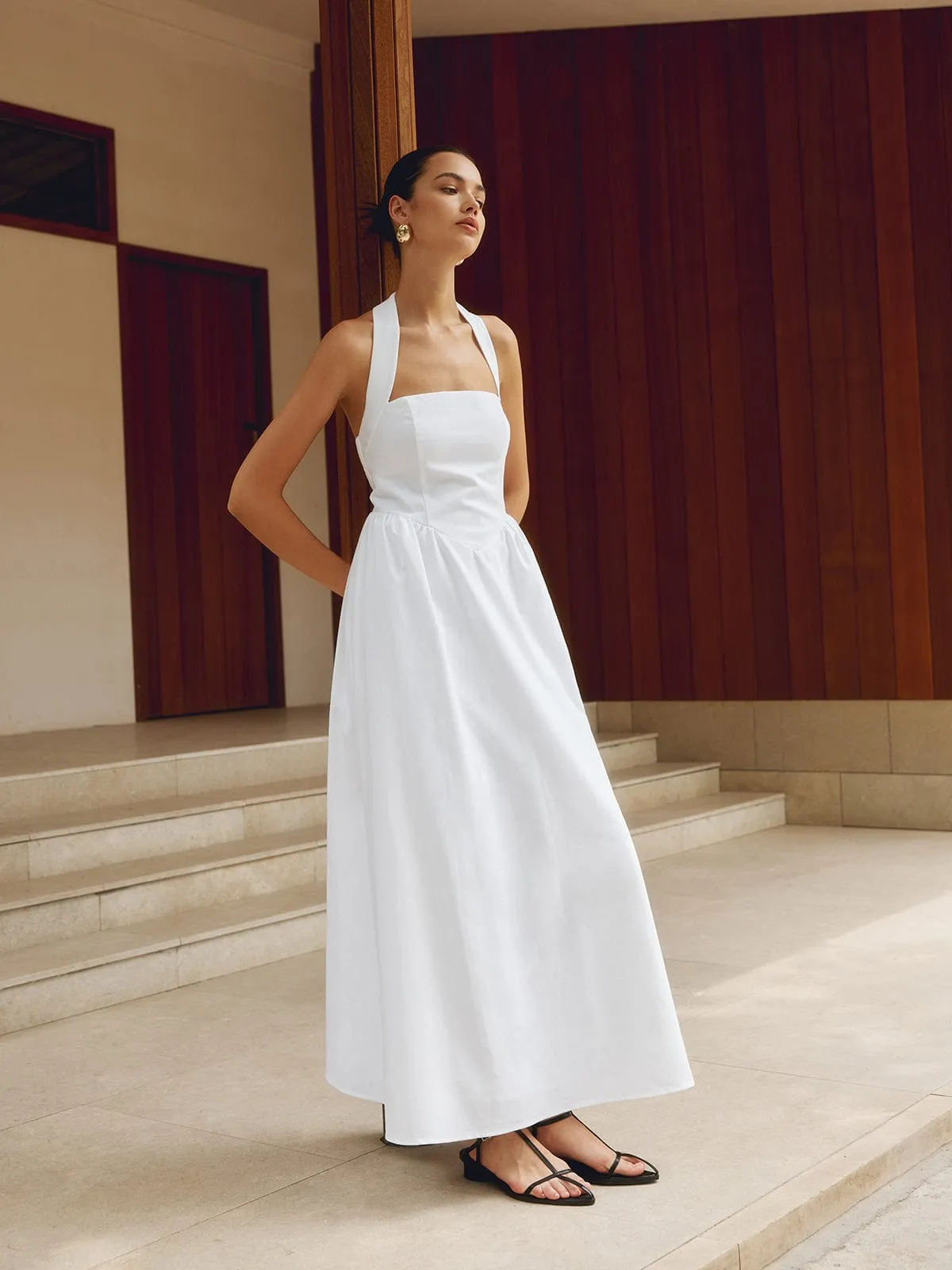 SummerBreeze™ | Women's Halter Maxi Dress | Flowing Sleeveless Design, Lightweight Fabric for Warm Weather