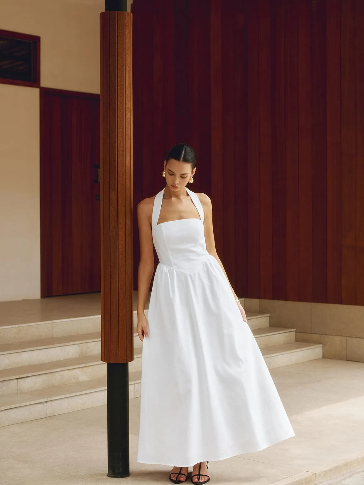 SummerBreeze™ | Women's Halter Maxi Dress | Flowing Sleeveless Design, Lightweight Fabric for Warm Weather