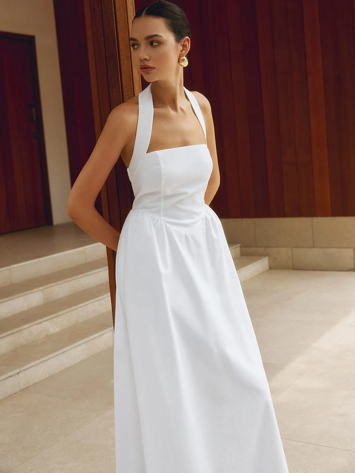 SummerBreeze™ | Women's Halter Maxi Dress | Flowing Sleeveless Design, Lightweight Fabric for Warm Weather