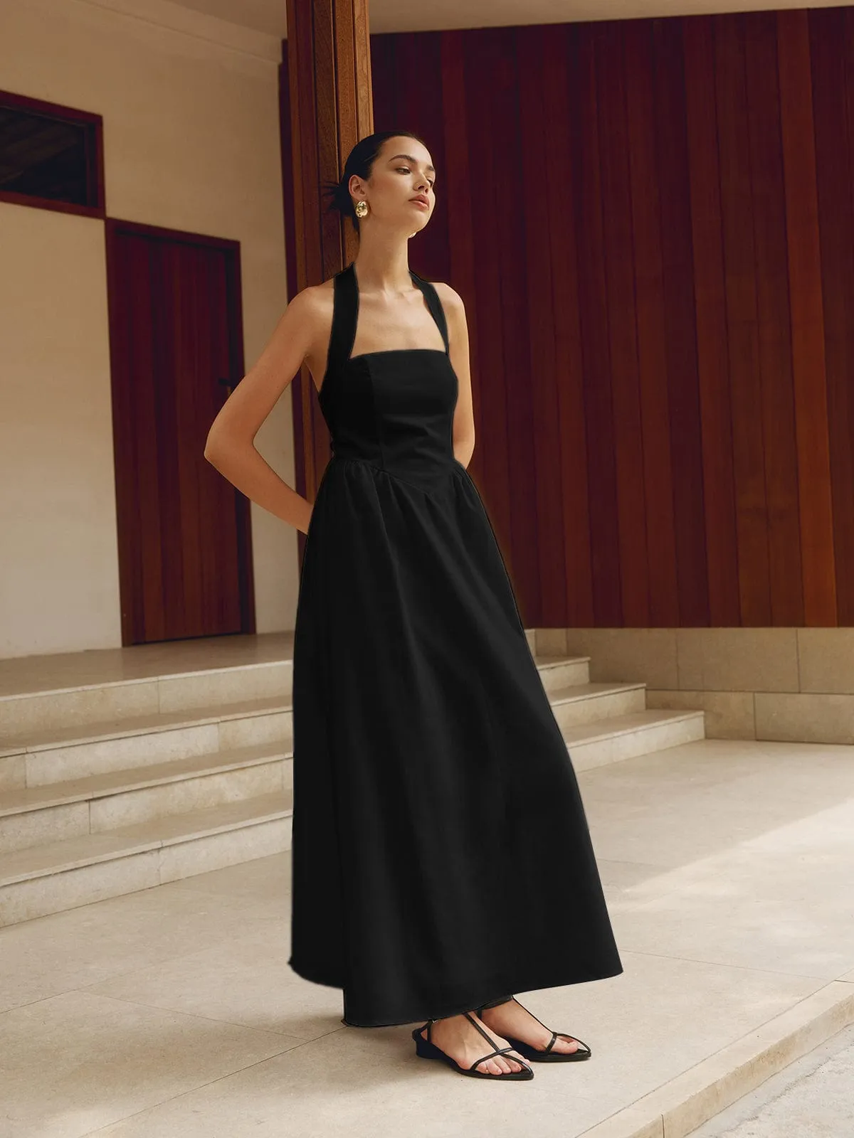 SummerBreeze™ | Women's Halter Maxi Dress | Flowing Sleeveless Design, Lightweight Fabric for Warm Weather