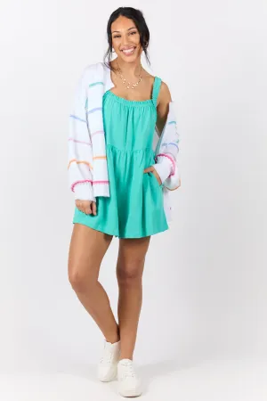 Sun Kissed Teal Ruffle Strap Solid Romper