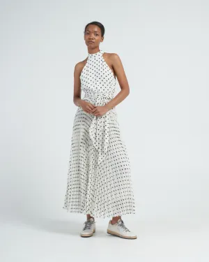 sunray picnic dress - cream/black dot