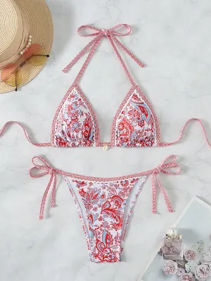 Swim Summer Beach Women'S Red Printed Bikini Set