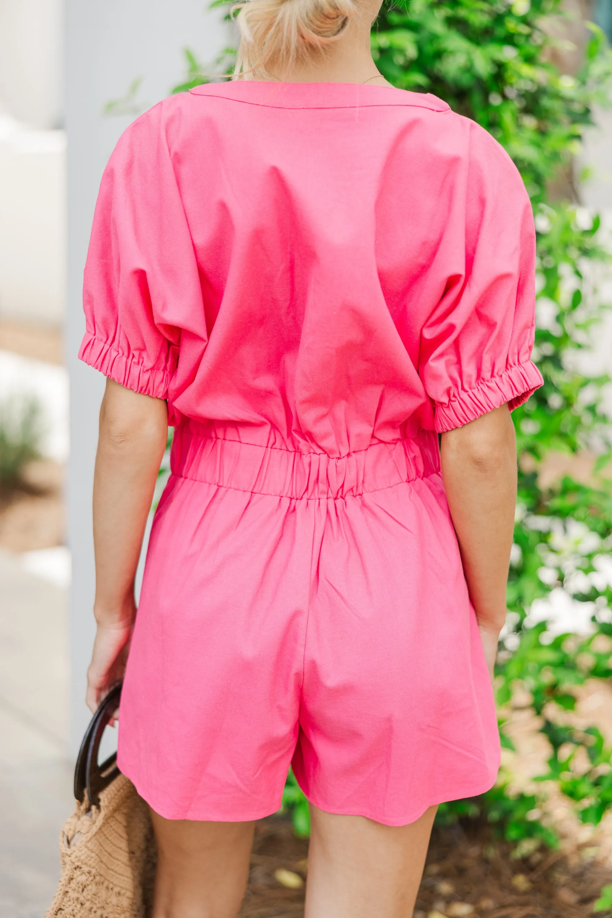 Take A Look Pink Linen Romper