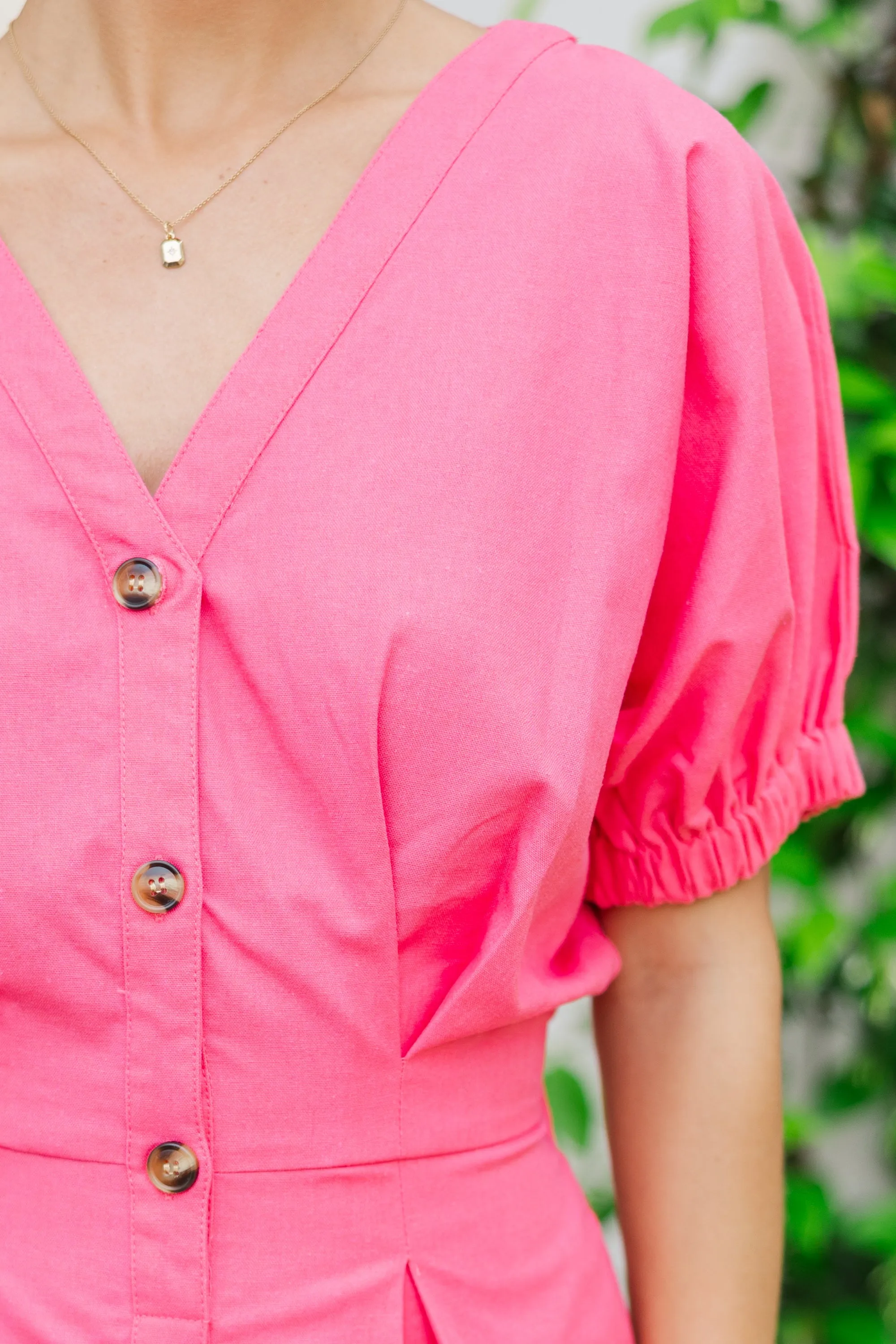 Take A Look Pink Linen Romper