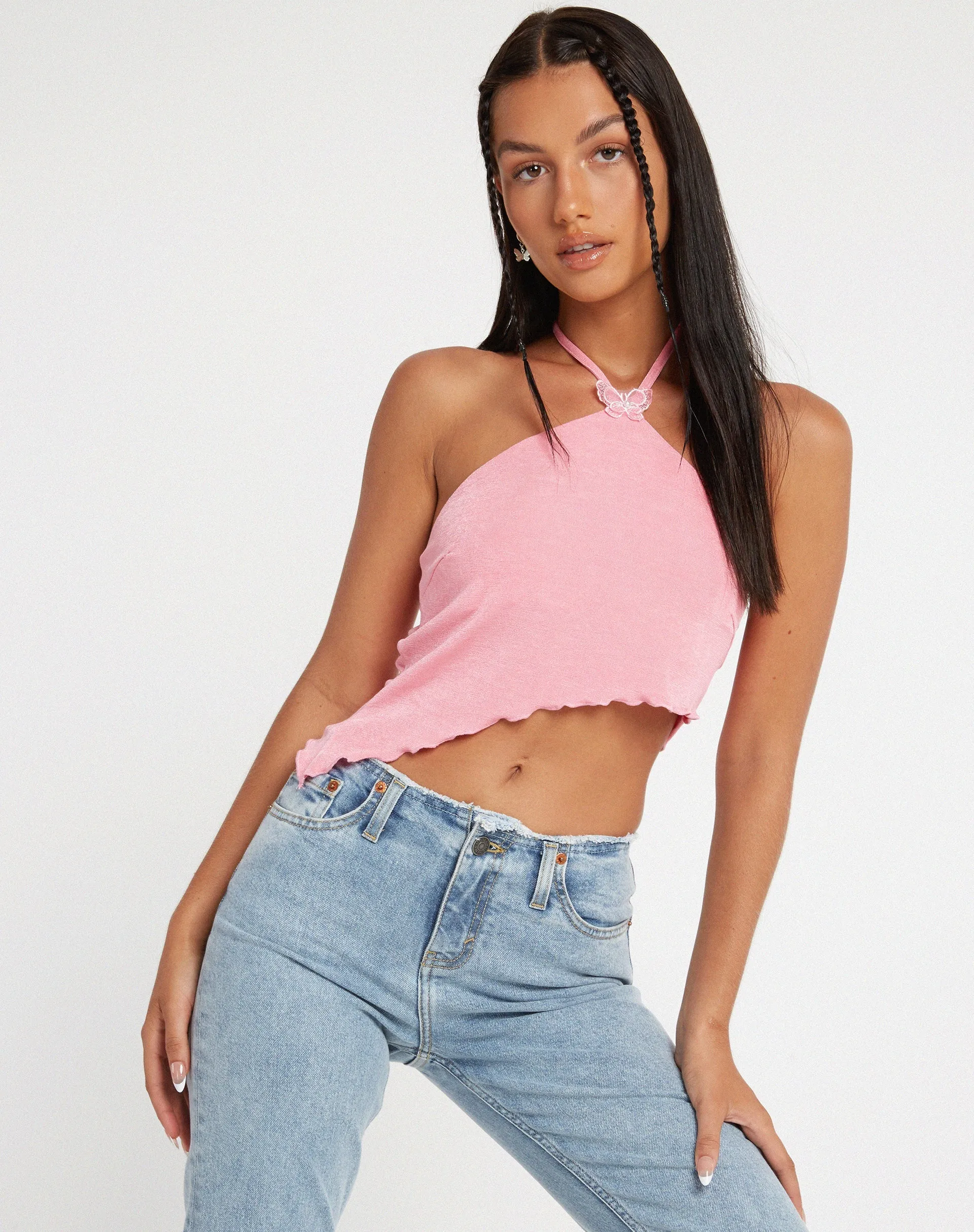 Tarkip Crop Top in Crepe Pink