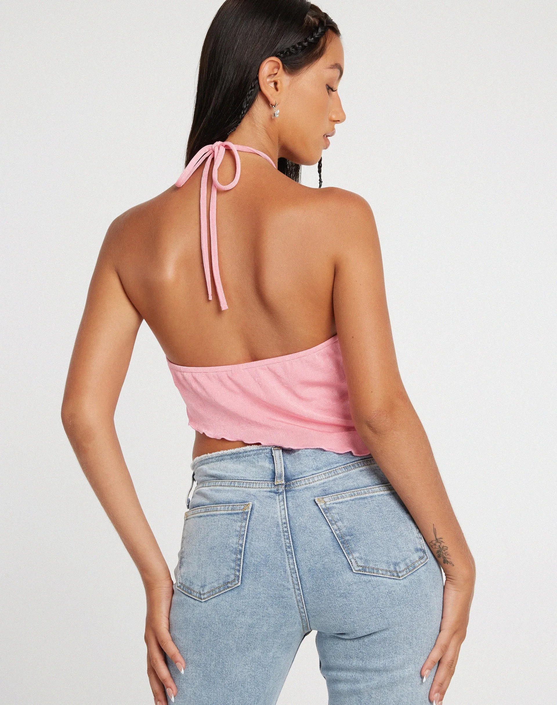 Tarkip Crop Top in Crepe Pink