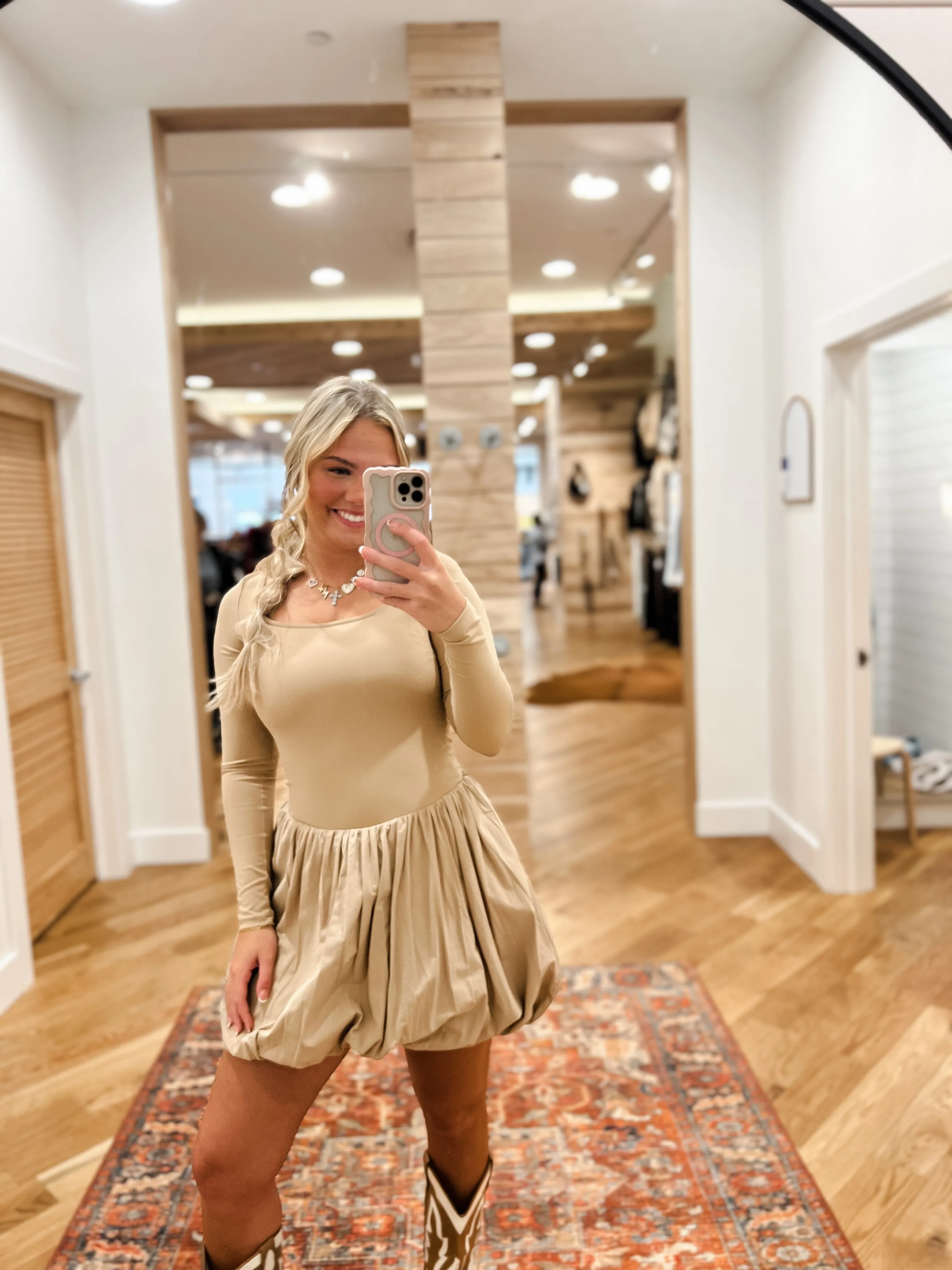 Taupe Bubble Skirt Dress Romper