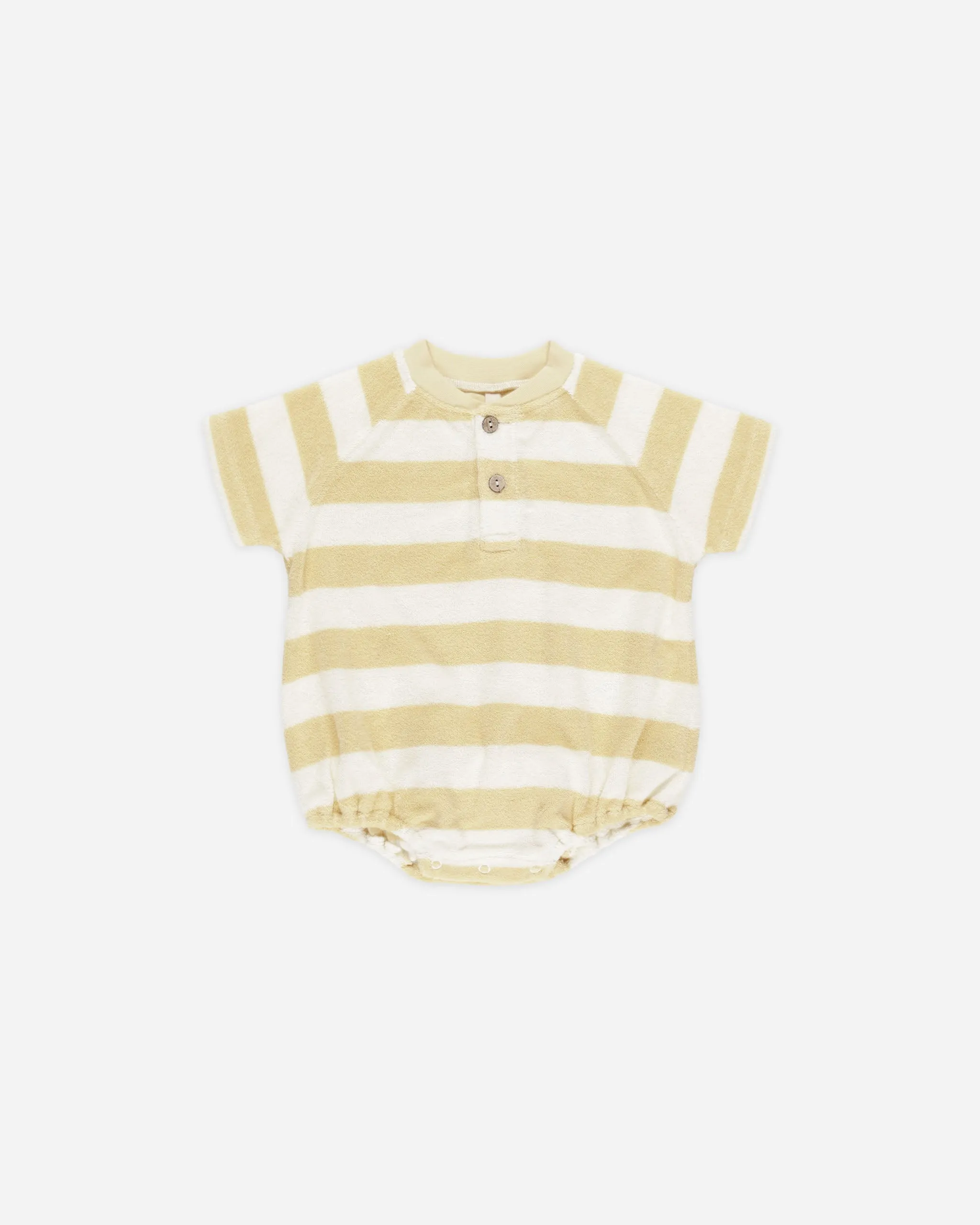 Terry Henley Romper || Yellow Stripe