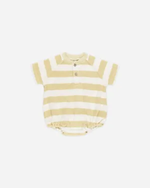 Terry Henley Romper || Yellow Stripe