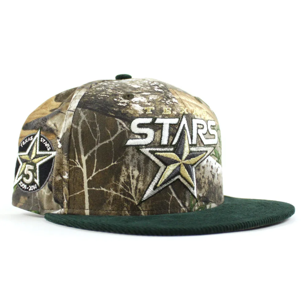 TEXAS STARS AMERICAN HOCKEY LEAGUE 5TH Anniversary New Era 59Fifty Fitted Hat (RealTree Camo Green Corduroy Gray Under Brim)