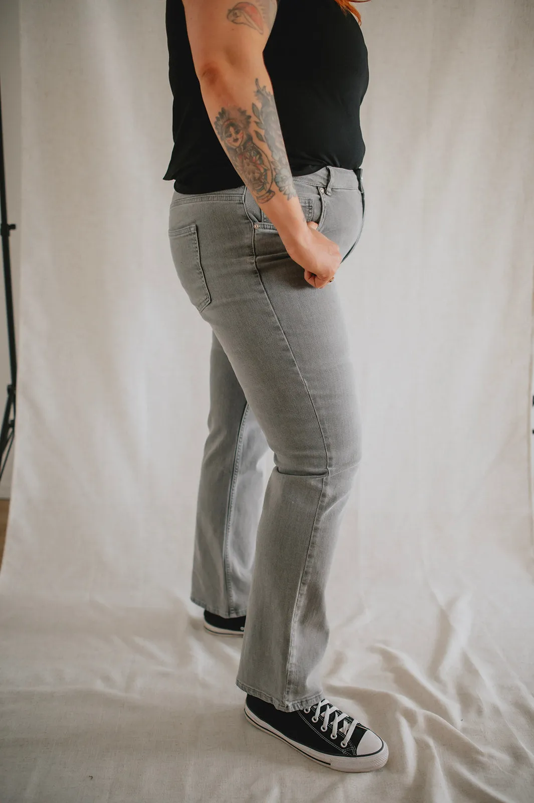 The Denver High Rise Straight Leg Denim by Lola Jeans - Mid Ash - PLUS