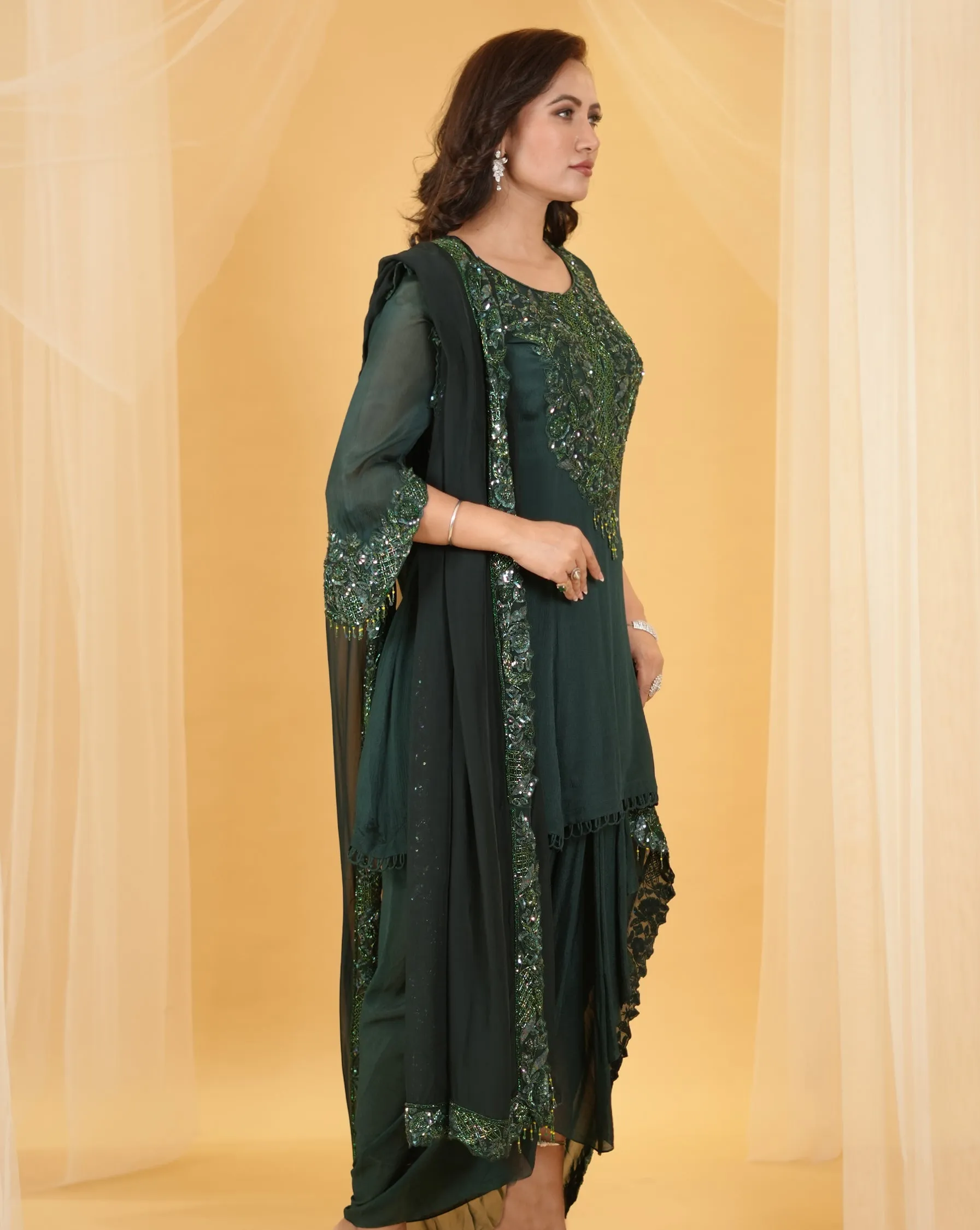 The Emerald Embroidery Dhoti Set