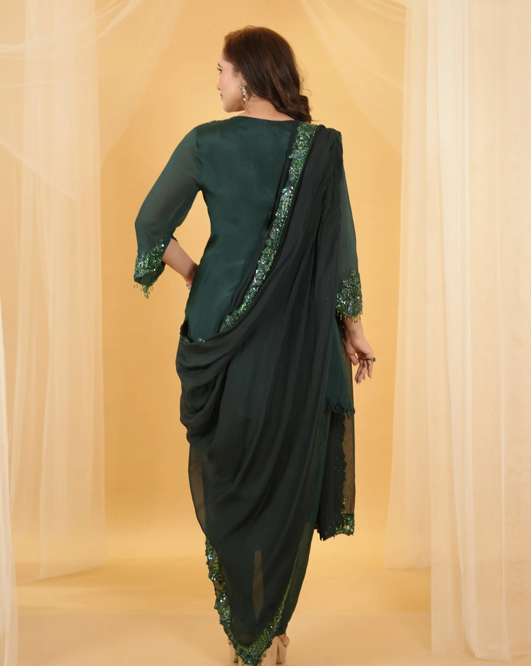 The Emerald Embroidery Dhoti Set