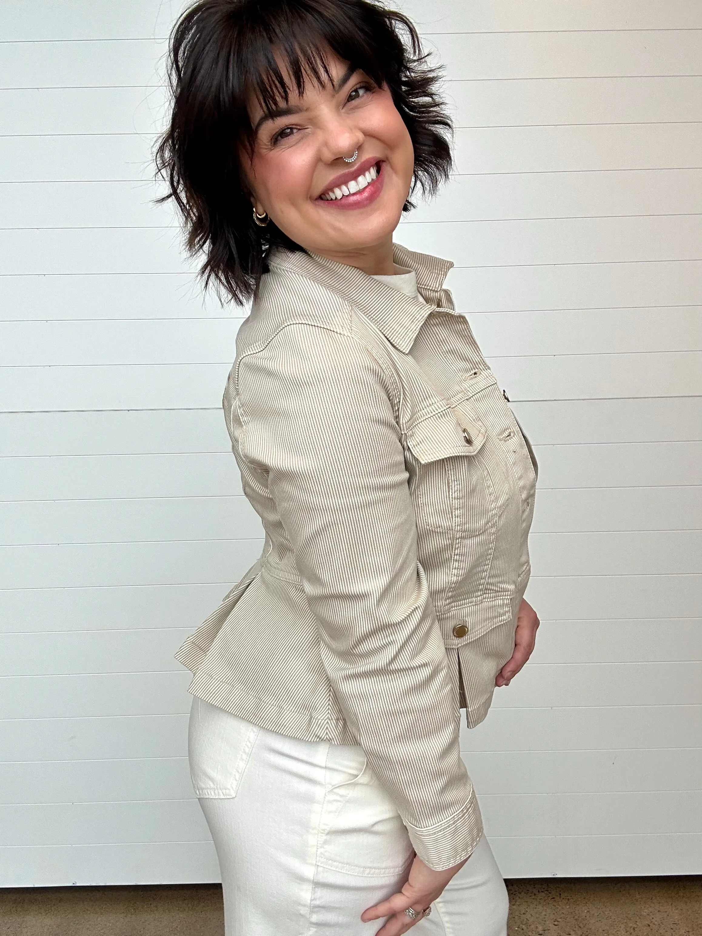 The Sara Striped Peplum Jacket