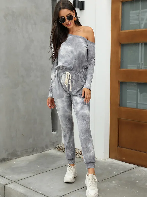 Tie Dye Drawstring Jumpsuit
