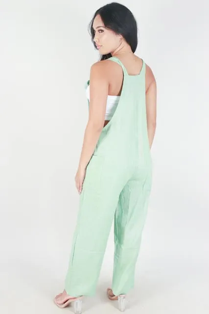 TIE STRAP LINEN JUMPSUIT
