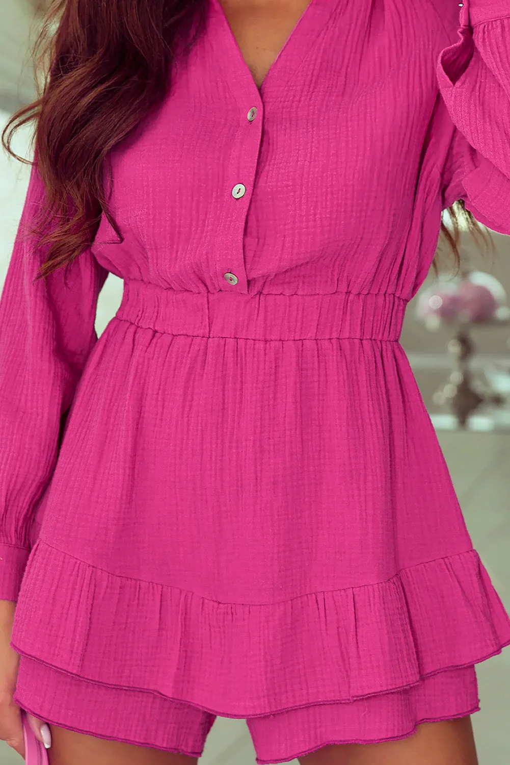 Tiered Ruffled Long Sleeve Romper