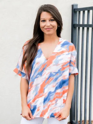 Tiffany Top - Blue/Orange
