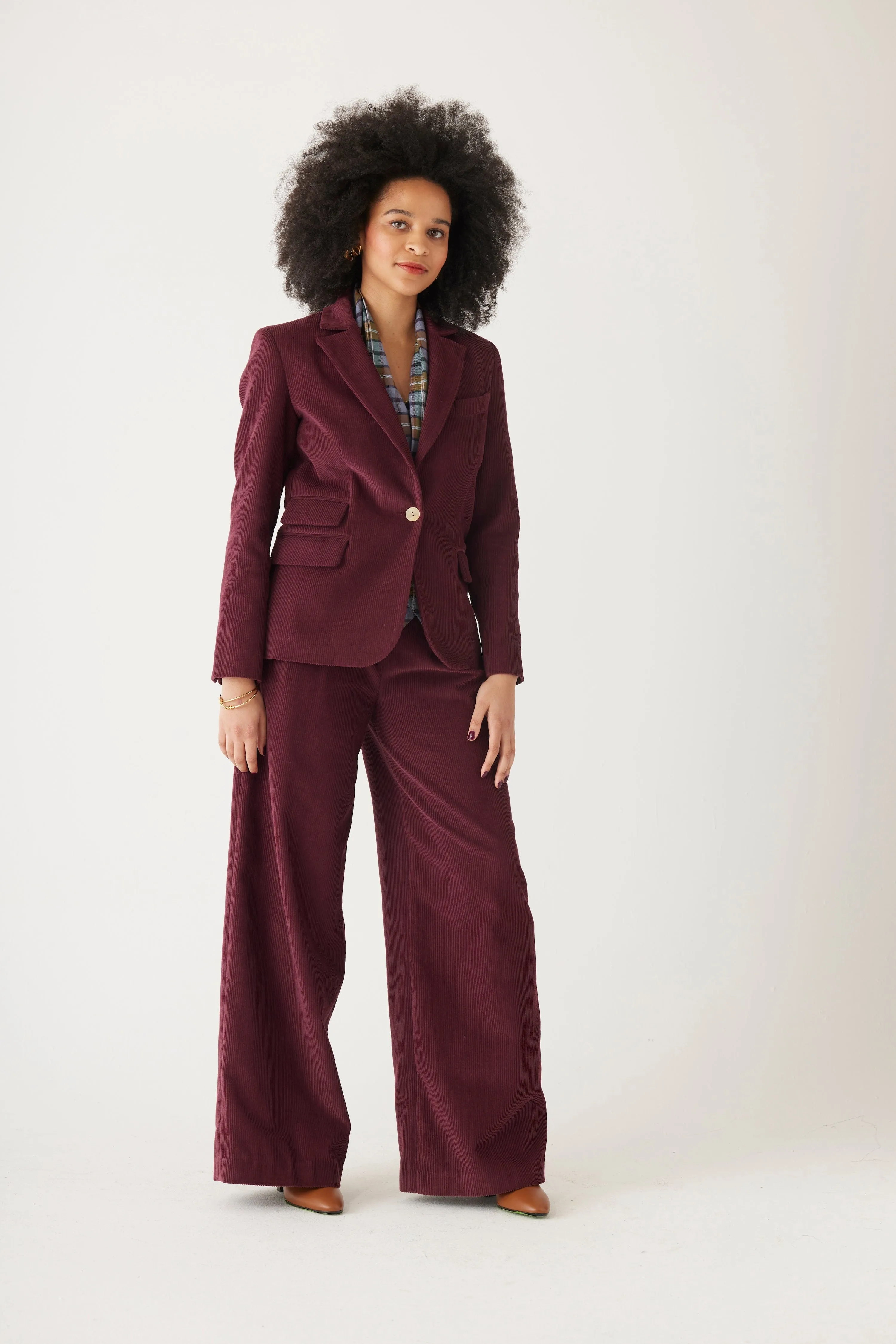Tilda Blazer in Fine Wine Wale Corduroy
