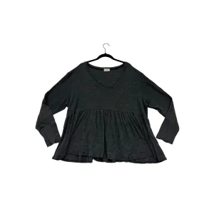 T.La Womens 3XL Charcoal Gray Long Sleeve Peplum Top #6749