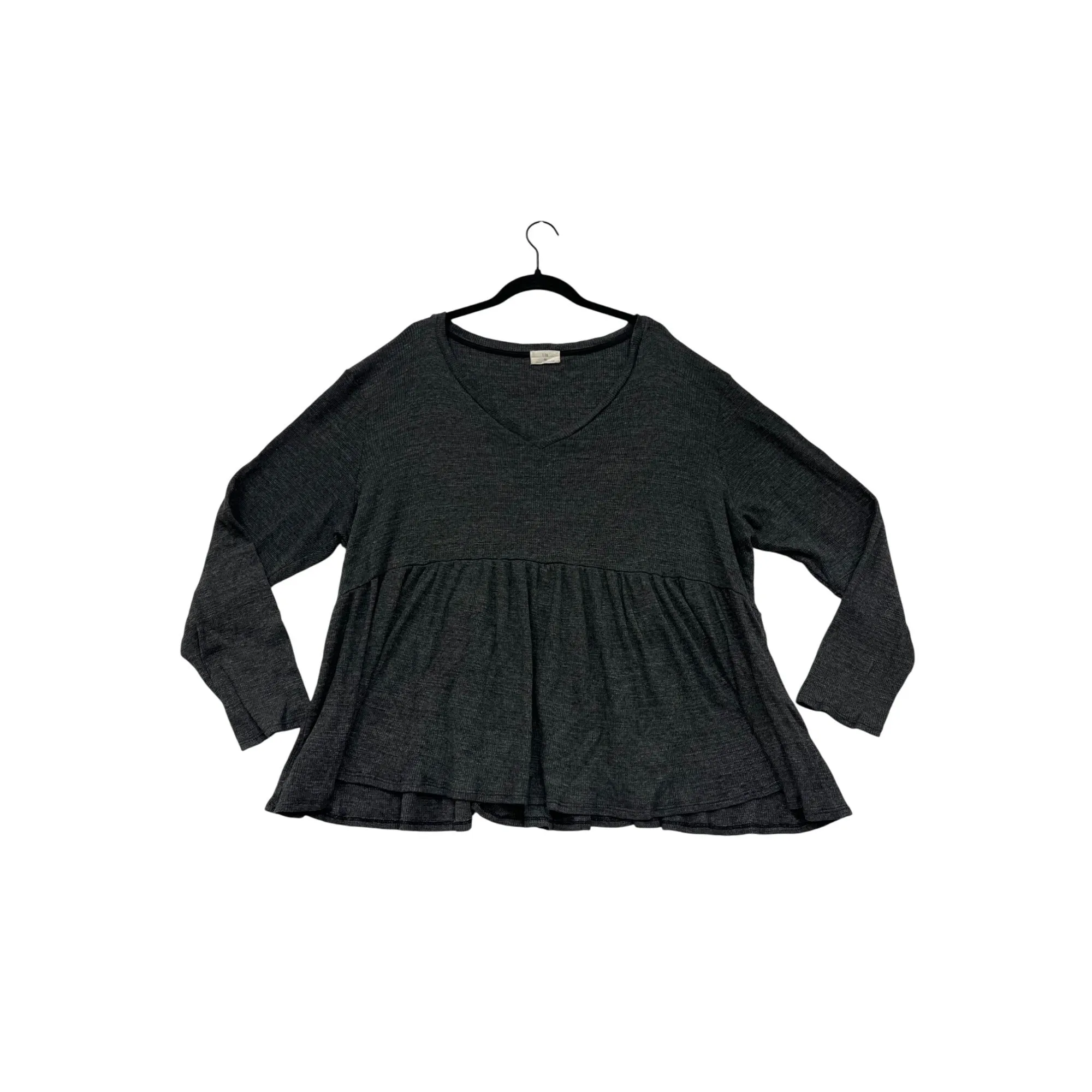 T.La Womens 3XL Charcoal Gray Long Sleeve Peplum Top #6749