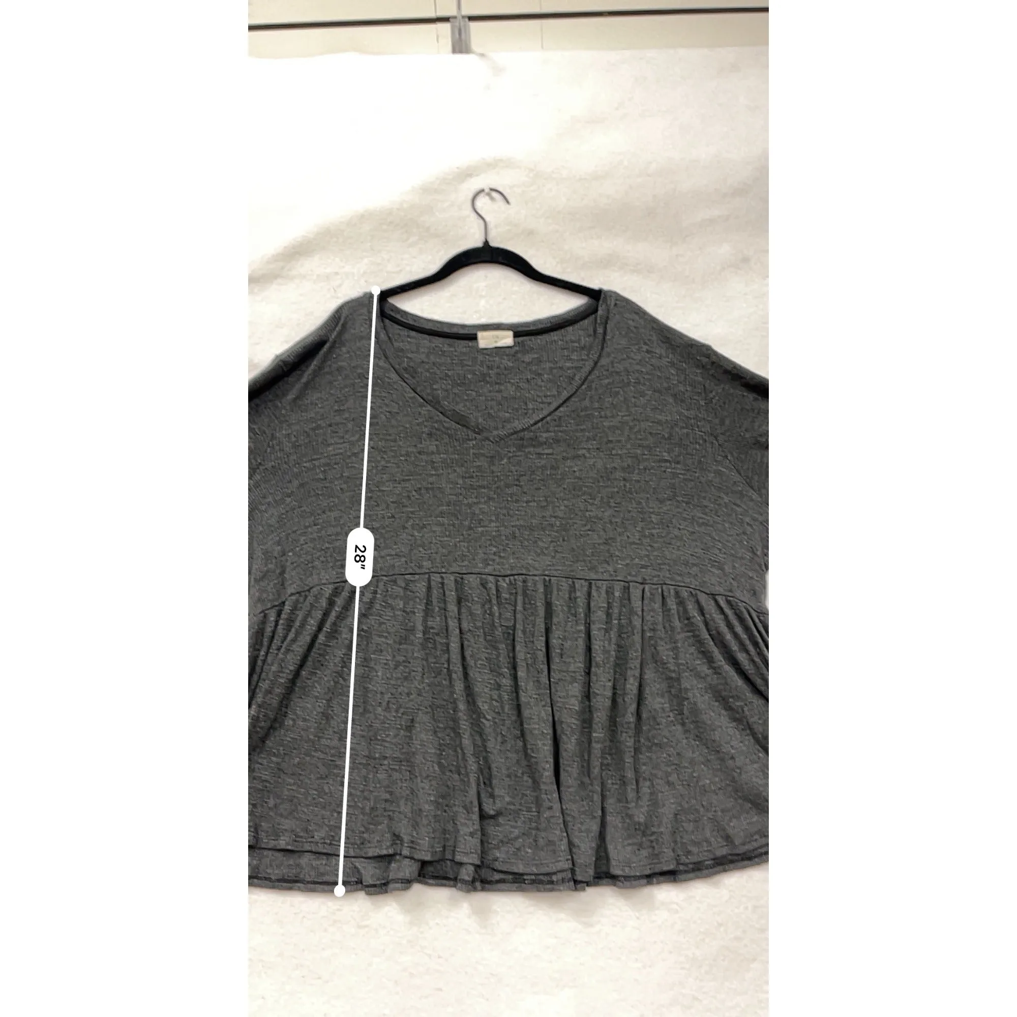 T.La Womens 3XL Charcoal Gray Long Sleeve Peplum Top #6749