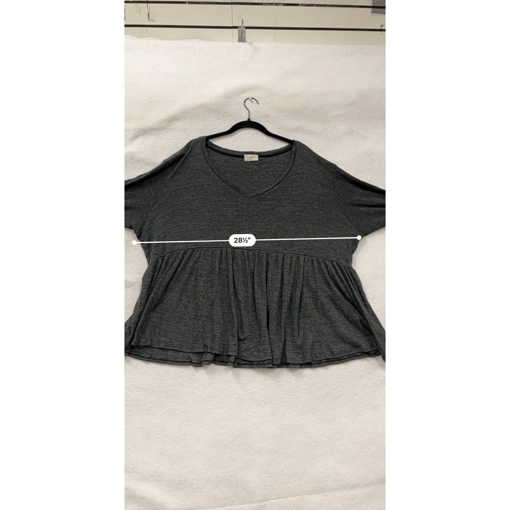 T.La Womens 3XL Charcoal Gray Long Sleeve Peplum Top #6749