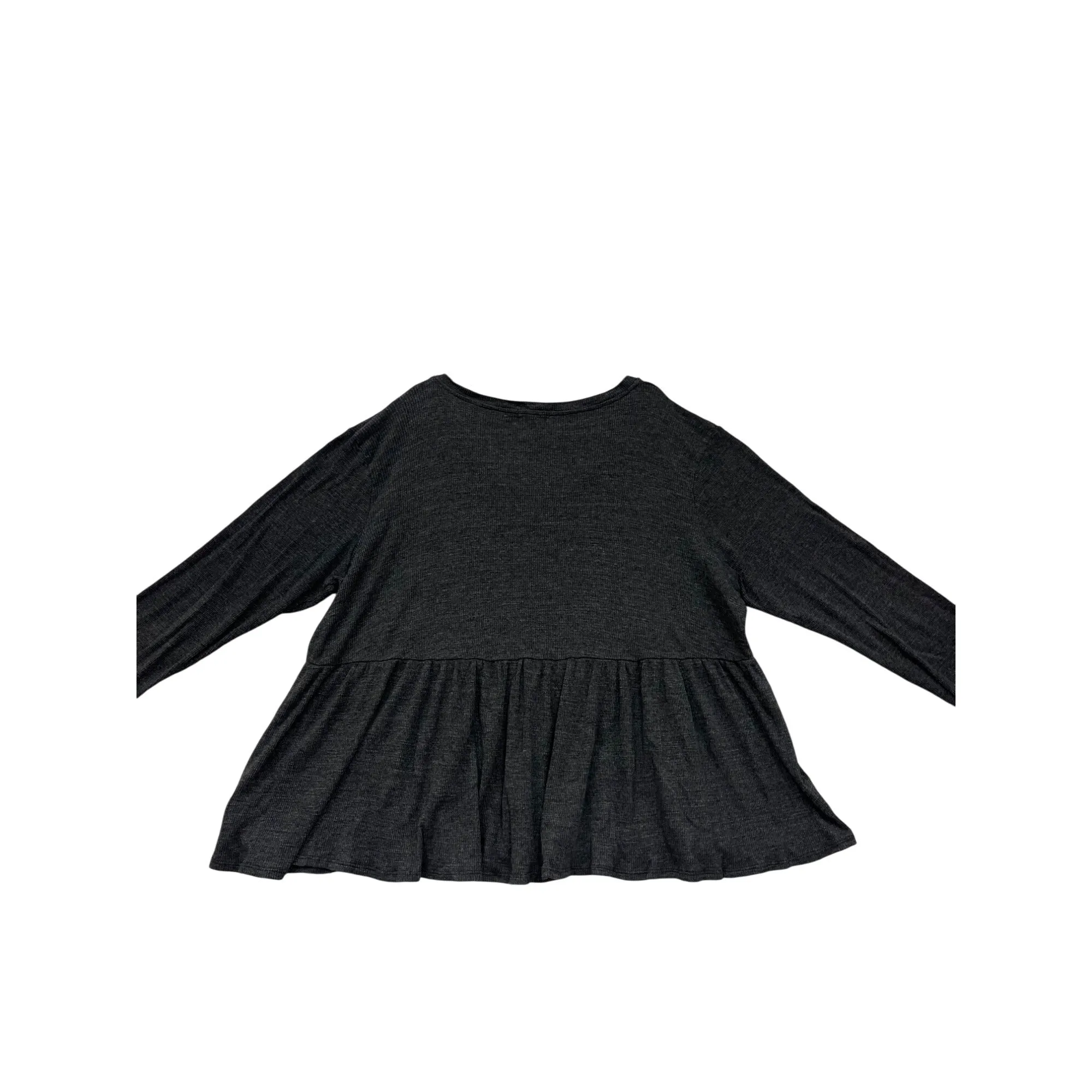 T.La Womens 3XL Charcoal Gray Long Sleeve Peplum Top #6749