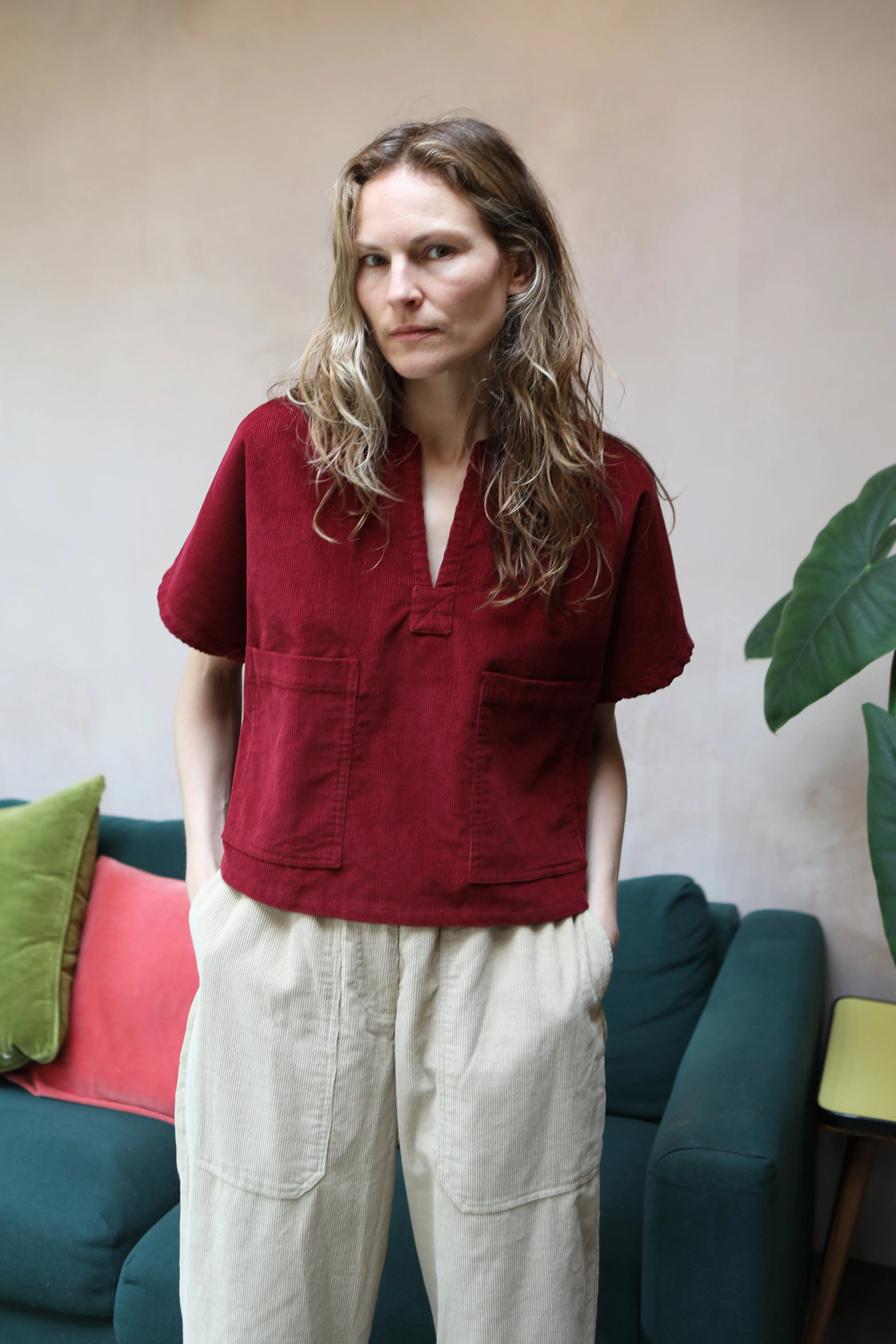 Trent Top Burgundy Corduroy