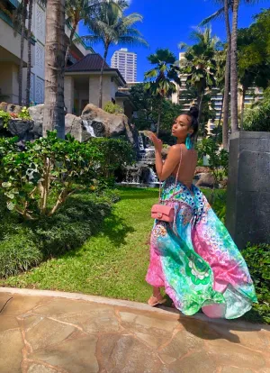 Tropical Luau Dress   Fringe Earrings