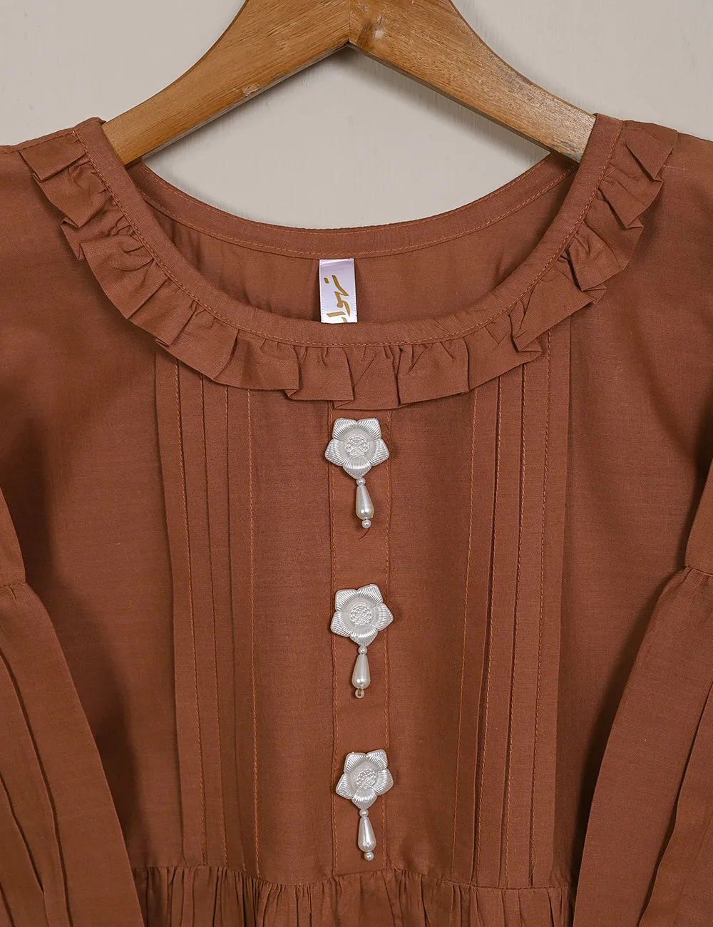 TS-123-Rust - Cotton Stitched Peplum