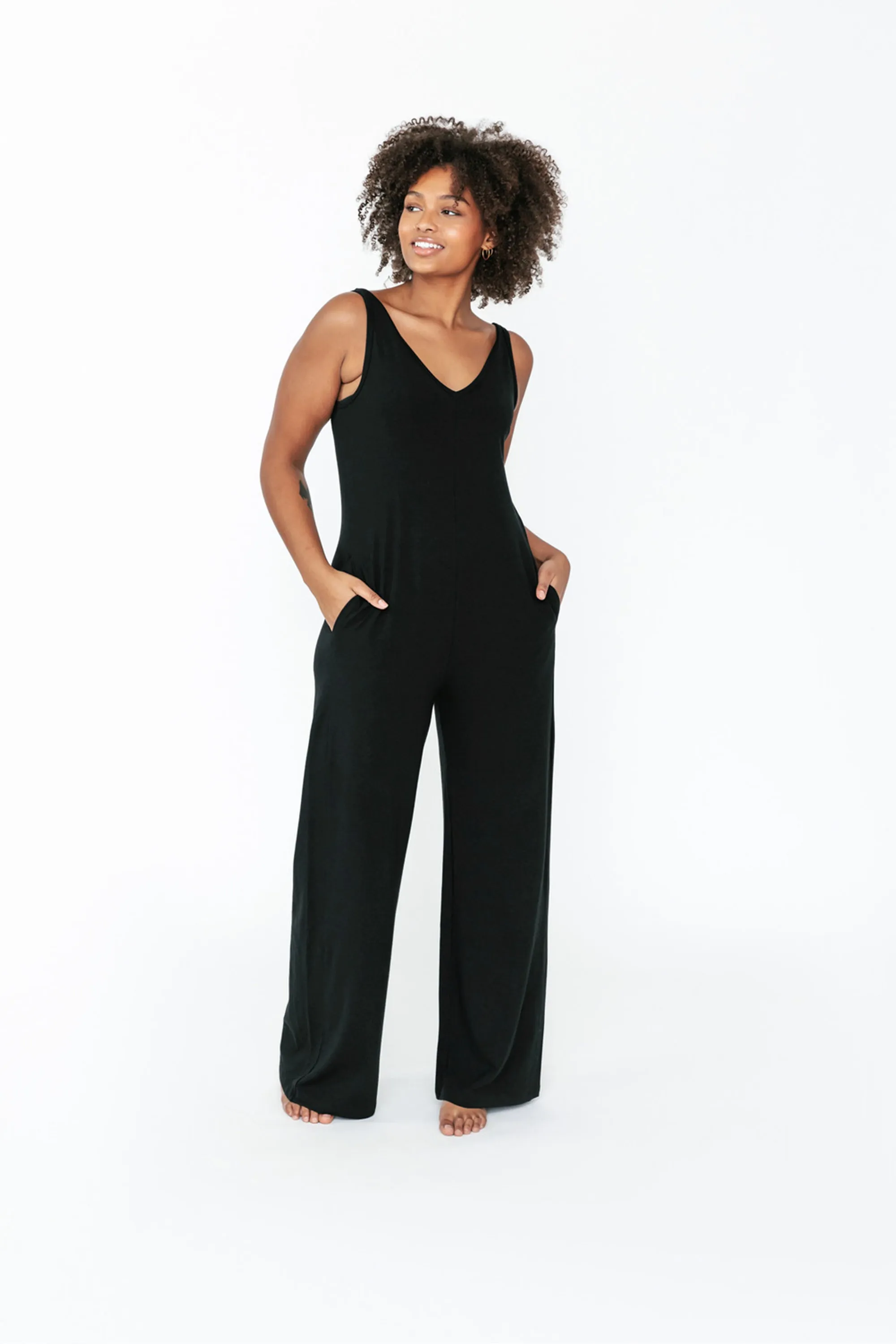 Tuesday Wide Leg Romper II in Midnight Black