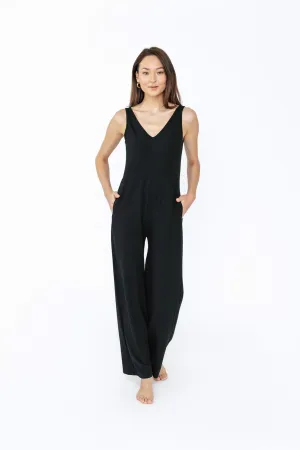 Tuesday Wide Leg Romper II in Midnight Black