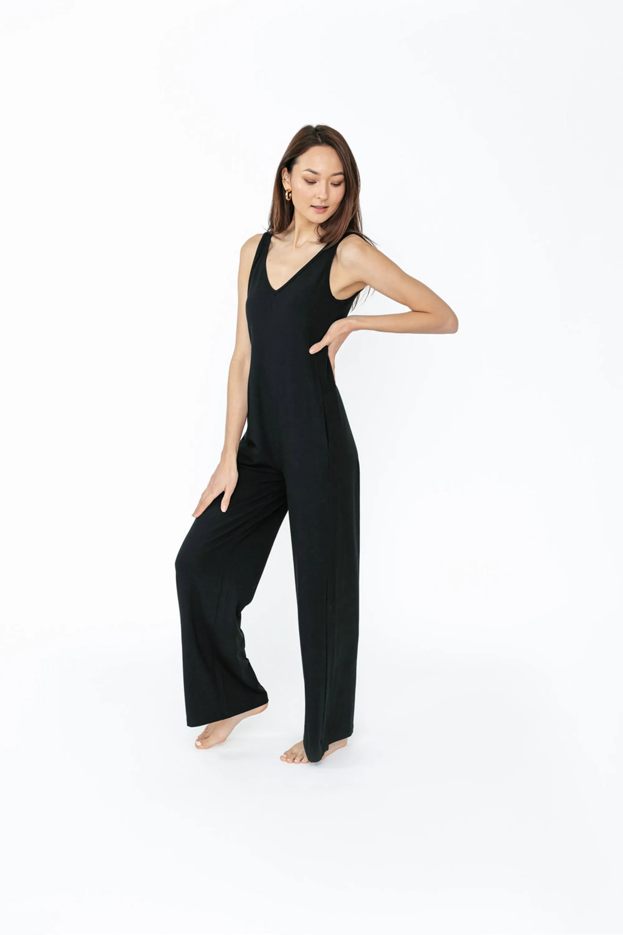 Tuesday Wide Leg Romper II in Midnight Black