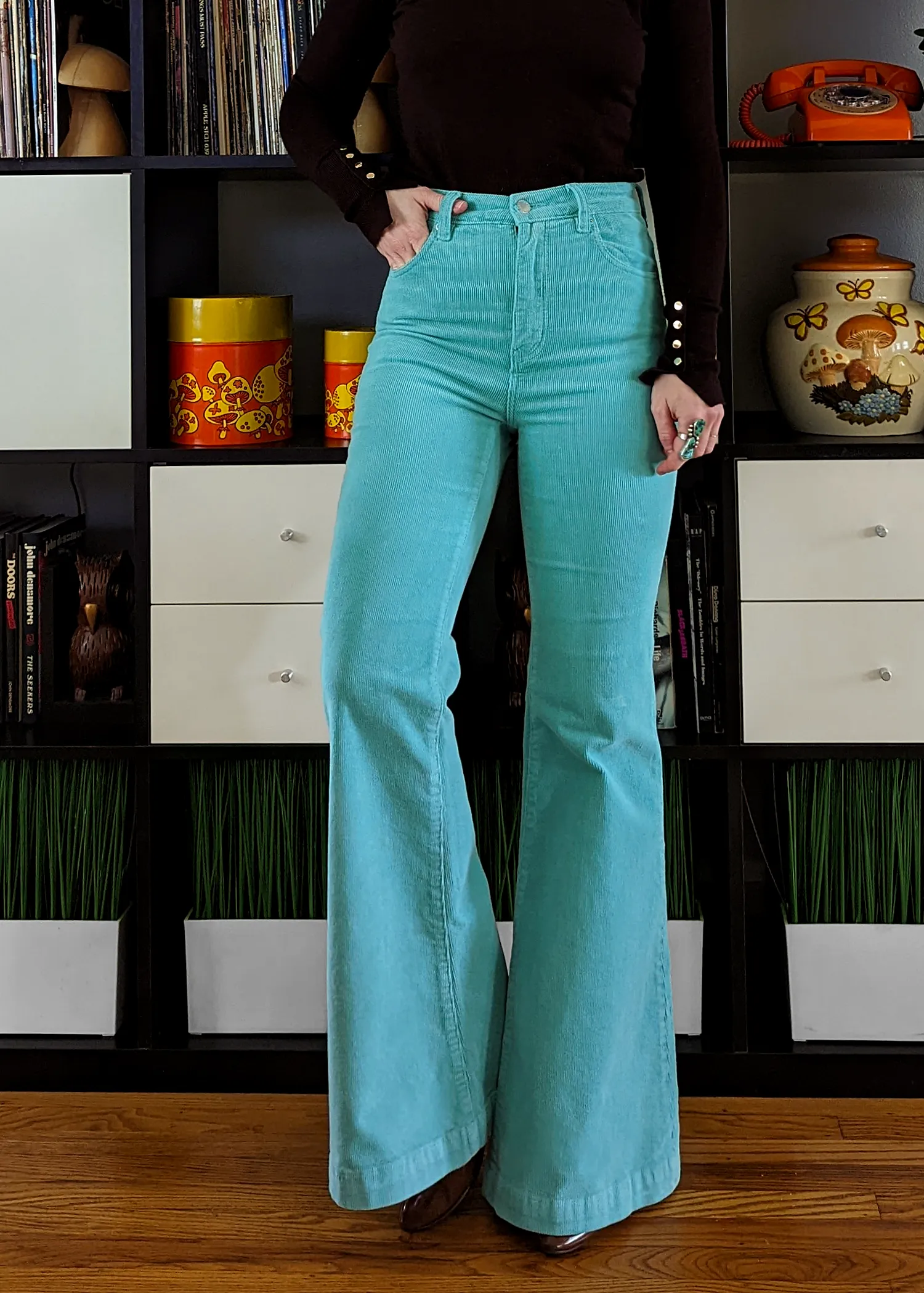 Turquoise Corduroy Eastcoast Flares <br><I>almost gone! </I>