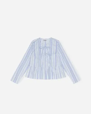 Twill Stripe Peplum Blouse - Heather
