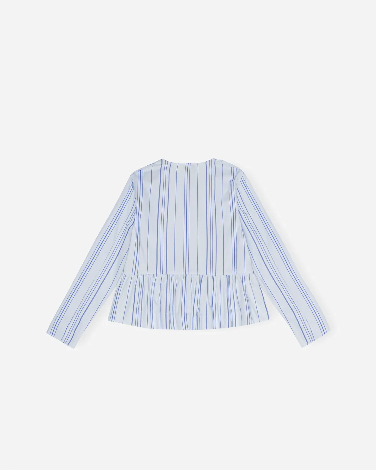 Twill Stripe Peplum Blouse - Heather