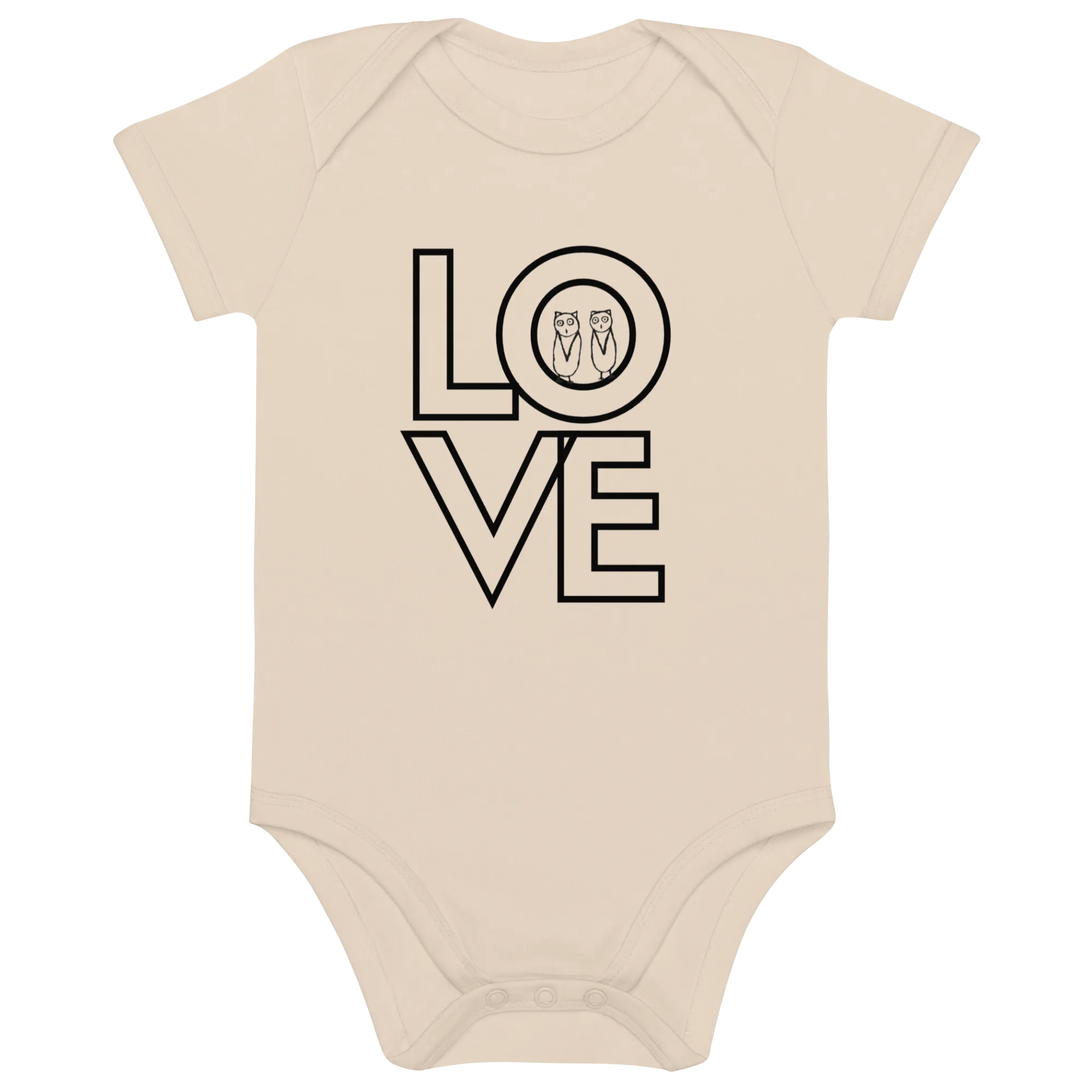 TwOOwls LOVE Organic cotton baby bodysuit