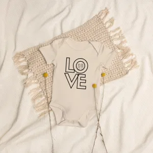 TwOOwls LOVE Organic cotton baby bodysuit