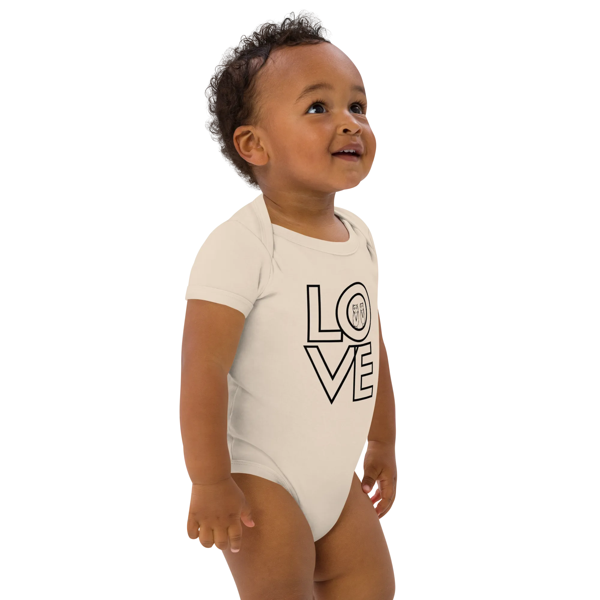 TwOOwls LOVE Organic cotton baby bodysuit